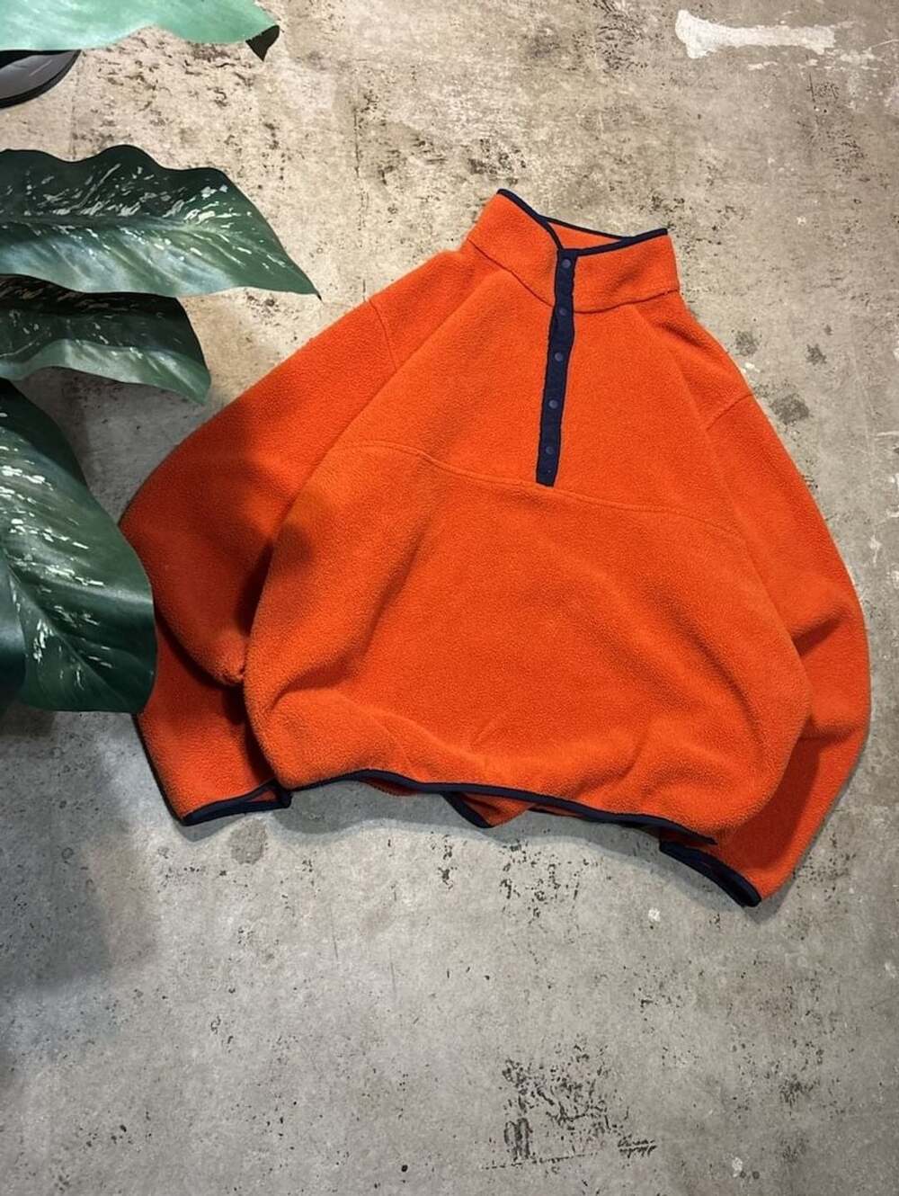 Vintage L.L. Bean T Snap Front Fleece Pullover Orange Gorpcore pategonia